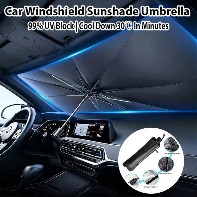 Car Sunshade Umbrella Front Windshield Silver Glue Sunshade Umbrella Uv Resistant Folding Car Umbrella Car Sunscreen
