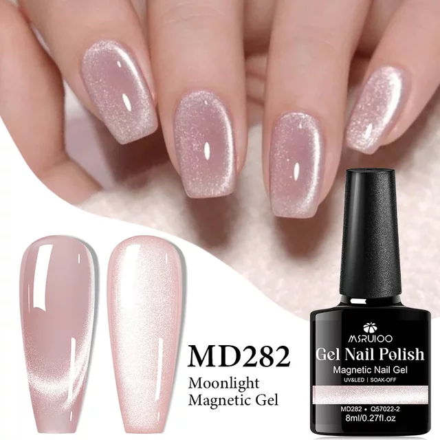 8ml Moonlight Cat Magnetic Gel Nail Polish Pink Silver Glitter Semi Permanent UV Gel Varnish Soak Off Nail Supplies Manicure
