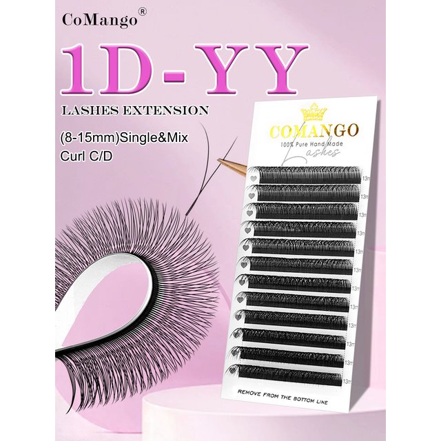 CoMango 2D Y(1D YY) Eyelash Extension 12 Rows Soft Russian Volume Mink Natural False Lashes Supplies Makeup