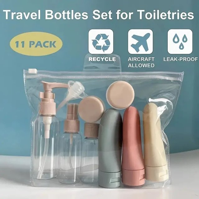 Ensemble de bouteilles de parfum rechargeables, Lotion en Spray, shampoing, Tube de douche, recharge