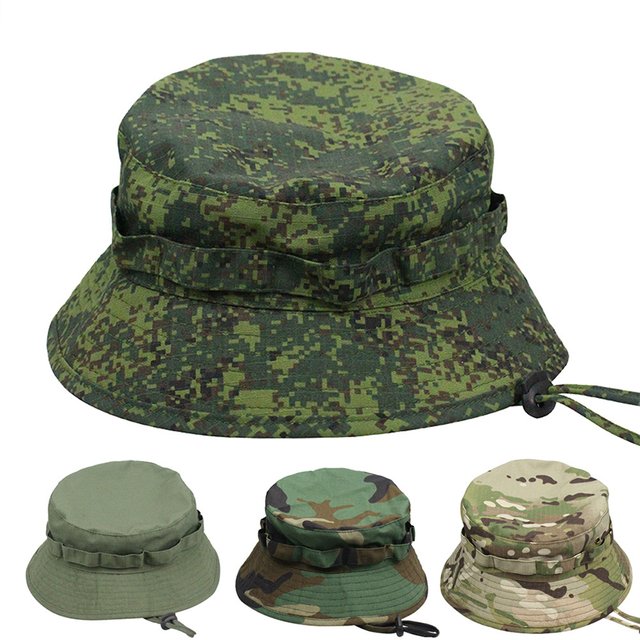Men's Panama Hat Bucket Hat Tactical Camouflage Boonie Hat Sunscreen Outdoor Travel Hiking Camping Fishing Caps Men's Beach Hat