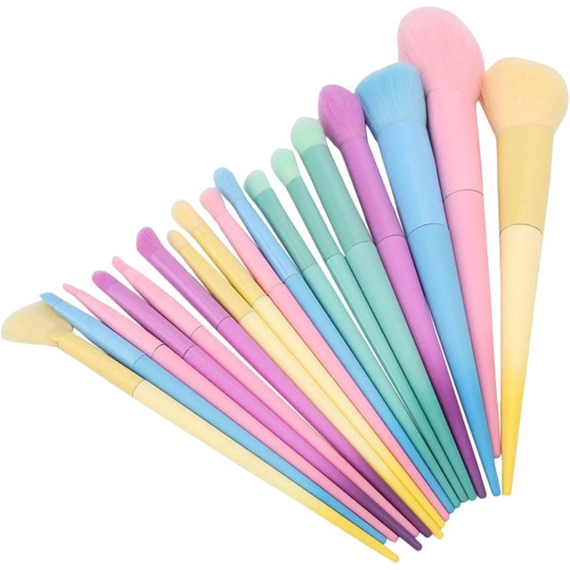 17pcs Soft Candy Colored Makeup Brush Set for Application During Parties, Dates, Outdoor Events - Loose Powder, Painting, Detail