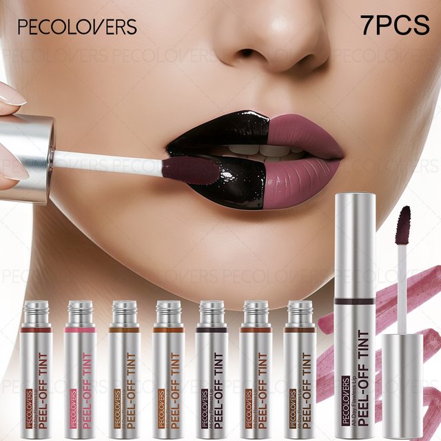 7PCS Peel Off Lip Tint Mask, Liquid Lipstick Tear-Off, Long-Lasting Waterproof, Non-Stick Cup Matte Finish,Resistant Lip Stain