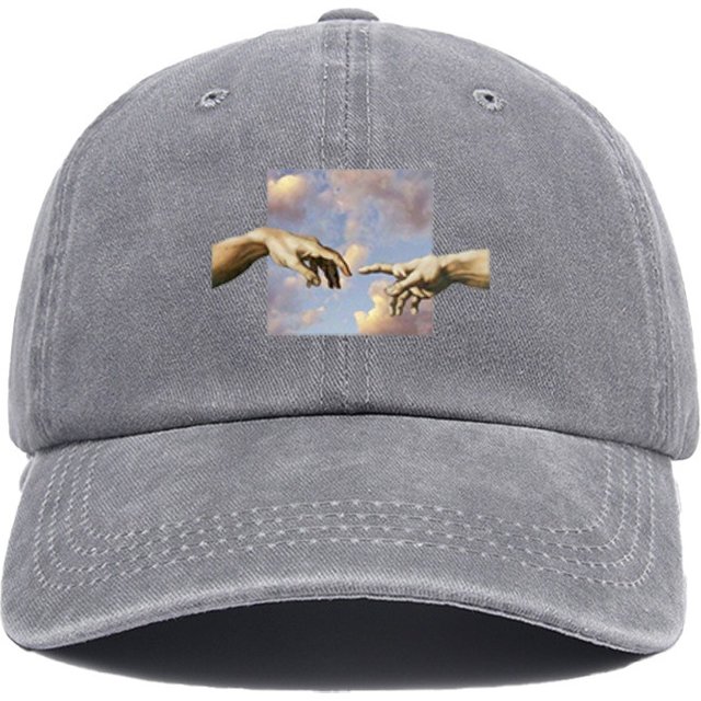 Hand in Hand Oil Painting Retro Baseball Hat Men's and Women's Fashion Versatile Curved Eaves Sunscreen Hat