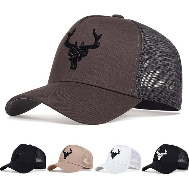 Unisex Animal Antlers Embroidery Baseball Net Caps Spring and Summer Outdoor Adjustable Casual Hats Sunscreen Hat