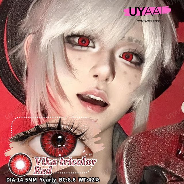 UYAAI 1Pair Fashion Makeup Beauty Contacts Lenses Soft Halloween Anime Hot Sales Yearly Health Comfort Fast Shipping Green Lens