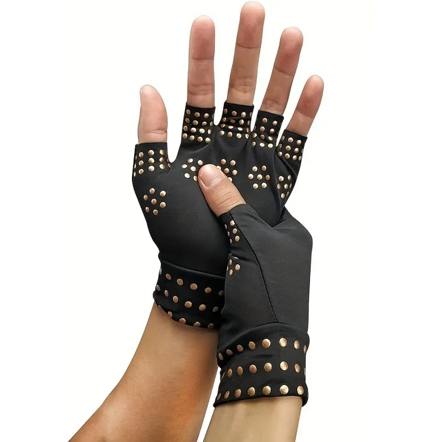 1Pair Magnetic Compression Arthritis Gloves - Wrist Brace & Anti-Slip Fingerless Hand Care Gloves for women & Men