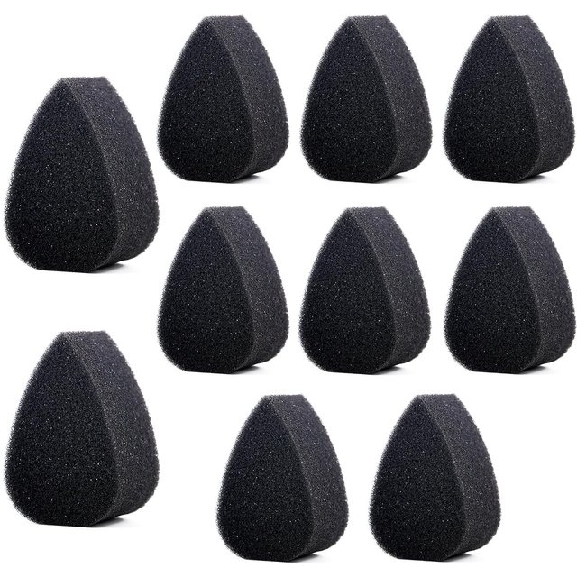 10Pcs Black Petal Face Painting Sponges - High Density Water Drop Semi-Circular Foam for Halloween Christmas Body Craft Makeup
