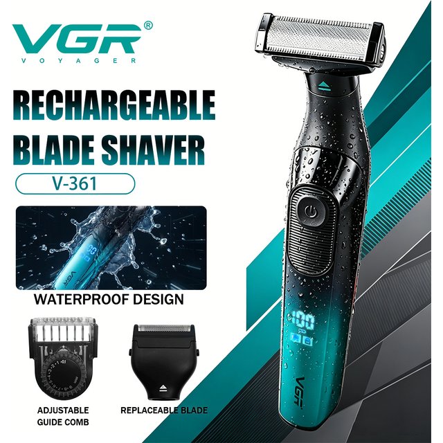VGR Shaver Electric Razor Portable Dual Sided Trimmer Shaving Machine LED Display Beard Trimmer Travel Lock Shaver for men V-361
