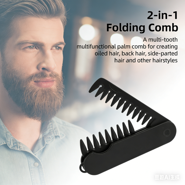 New 2 in 1 Pocket Folding Combs Plastic Wide Tooth Oil Head Comb Beard Combing Barber Hair Clipper Comb Salon Hair Styling Tools
