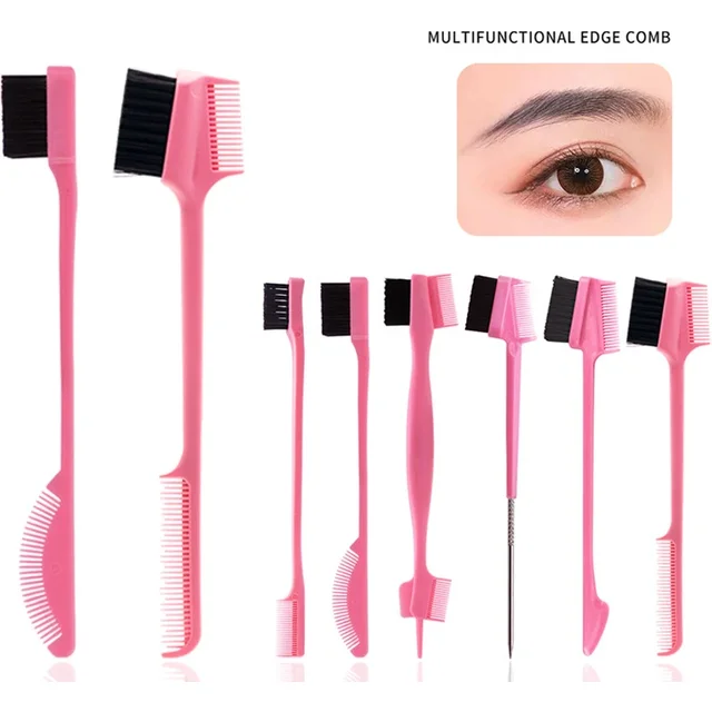 Three-headed Eyebrow Brush Shredded Hair Brush Comb Hair Dye Brushes Hair Care Hair Edge Control Hairdressing Gel Brush Styling