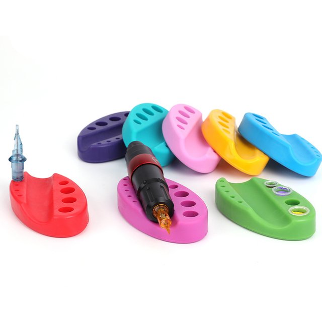 Silicone Tattoo Pen Holder Microblading Pigment Ink Cup Tattoo Pen Stand Makeup Tattoo Accessories Silicone Tattoo Pen Holder