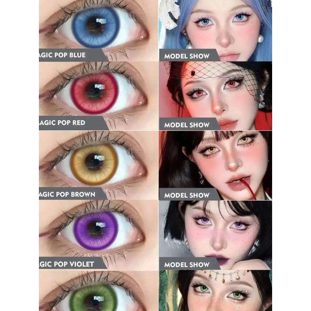 VISUASHOW Anime Cosplay Colored Contact Lenses Eye Contacts Magic Pop Green Half Year Use Soft Cosmetic Makeup Lens for Party