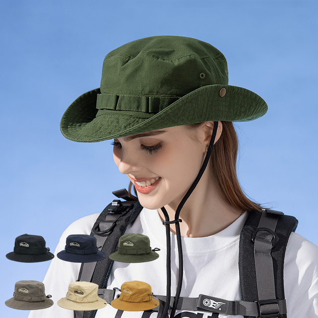 Summer Sun Hat Breathable Sunscreen Foldable Hiking Fishing Wide Brim Bucket Hat Unisex Beach Anti-UV Adjustable Camp Visor Cap