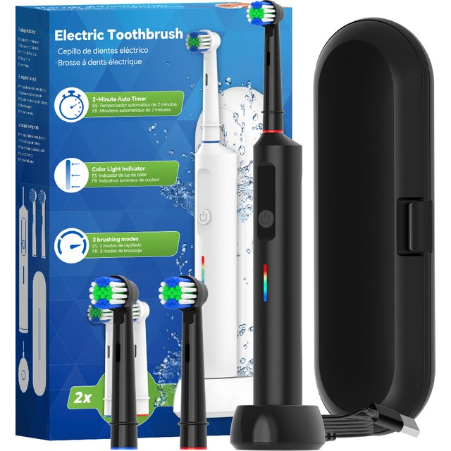 Smart Wireless Charging Rotating Electric Toothbrush, 3 Modes Rechargeable Rotation Toothbrush Compatible with Oral B Brush Head