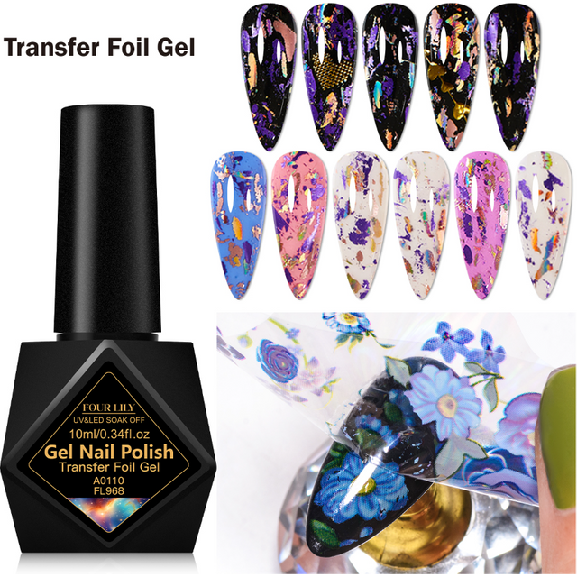 10ml Transfer Foil Gel Nail Polish Semi-Permanant Varnish For Adhesive Sticker Nail Glue Soak Off UV LED Gel Nail Supplies