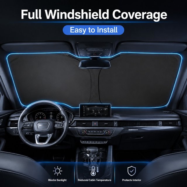 Umbrella Sunshade Car Sunshade Car Sunshade Retractable Sunscreen Heat Insulation Front Windshield Parasol