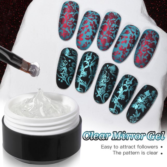 AS 15ml Magic Stamping Top Coat No Wipe Clear Stamping Gel Nail Polish Apply For Mirror Powder Manicure Stamping Printing Tool
