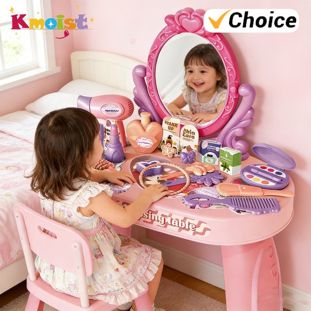 Play House Toy Simulated Dressing Table Diy Table and Stickers Girls Children'sPretending Makeup Toys for Kids New Year Gifts