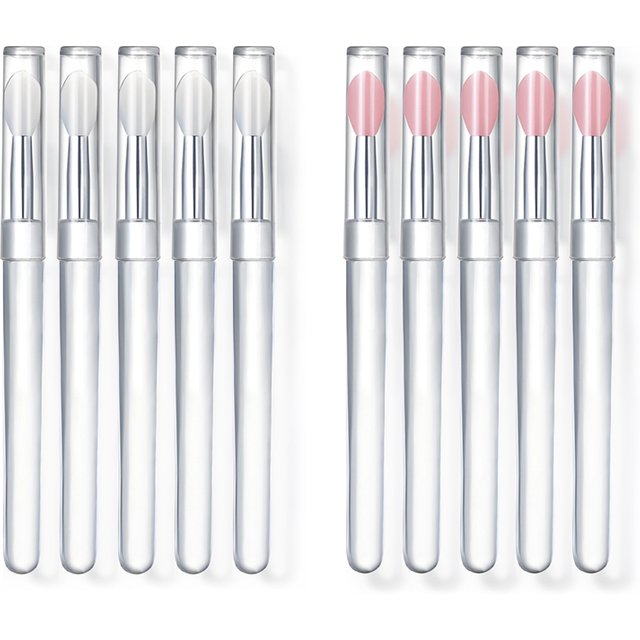 4/10 Pcs Reusable Silicone Lip Brush with Cap, Portable Lip Gloss & Lip Mask Applicator, Dual-Ended Makeup Brush for Lips and Ey