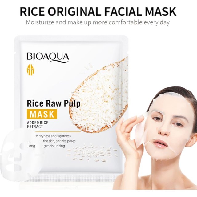 5/10pcs BIOAQUA Rice Raw Pulp Facial Masks Whitening Moisturizing Hydrating Anti-aging Face Mask Sheets Masks Skin Care