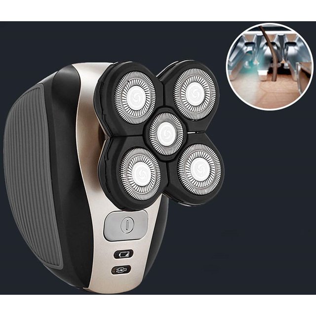 IPX7 USB Rechargeable Electric Shaver Set, Portable Men's Stainless Steel Head, 5-Blade Razor, Facial Electric Shaving Tool