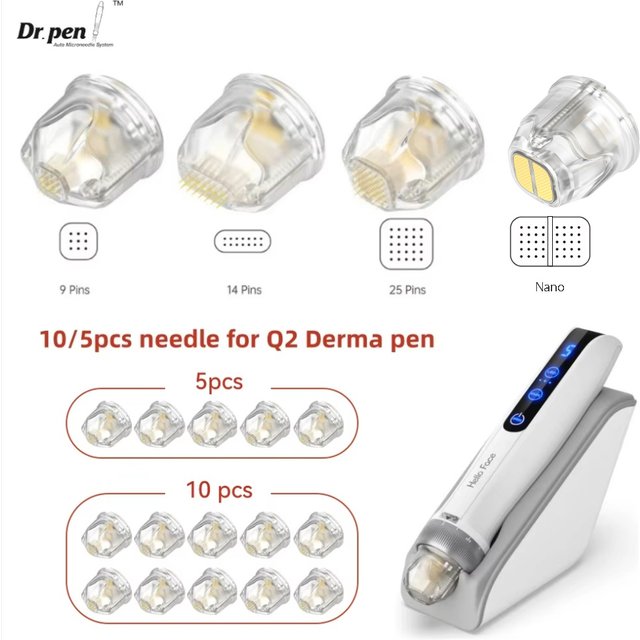 10/5pcs Dr. Pen Hello Face Q2 ≤0.25mm Needle Head EMS Derma Stamp Nano 9pin 14pin 25pin Skin Care Hair Growth Cartridges