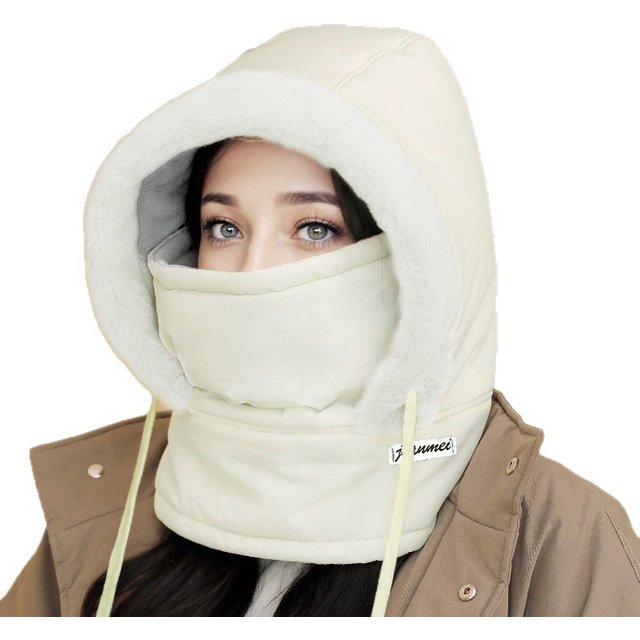 4 in 1 Thermal Balaclava Scarf Winter Windproof Hood Plush Neck Warmer Ski Face Mask for Outdoor Cold Weather Activities