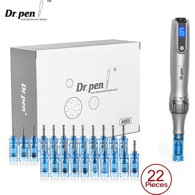 Authentic Dr pen Ultima M8S With 22 pcs Needle Pin Anti Back Flow Microneedling Pen Skincare Wireless Derma Pen Beauty Machine