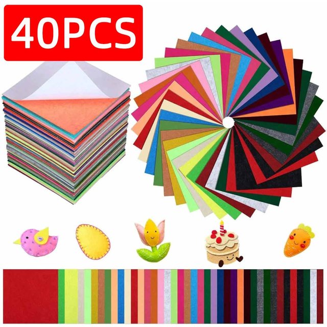 40PCS Colorful Felt Cloth With Different Specifications Smooth Texture Hand Washable Suitable For Cutting Sewing DIY Production