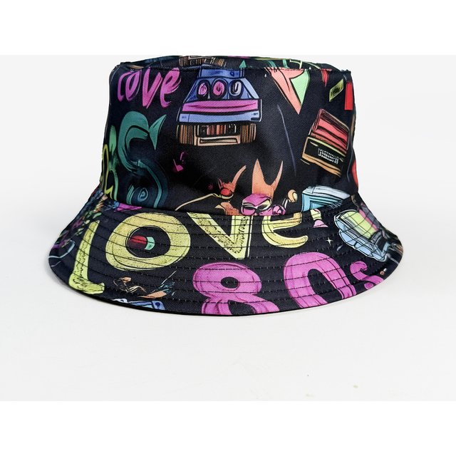 Cartoon Youthful Cool Novelty 80S 90S Double-sided wear fisherman hat Outdoor Leisure Sunscreen Sun Hat Men Women bucket hats