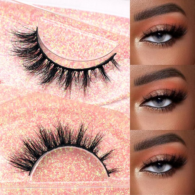 FOXESJI Real Mink Fluffy Short Eye Lashes Extension Wispy Soft Natural Short False Eyelashes Daily Wear Full Strip Lashes Makeup
