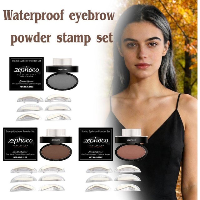 Quick Shaping Eyebrow Stamp Powder Kit Multiple Eyebrow Templates Waterproof Smudge Free Brow Makeup Cosmetic Set Makeup
