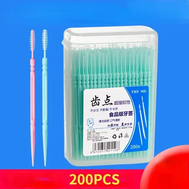 200pcs/box Double Head Dental Floss Interdental Toothpick Brush Teeth Stick Dental Oral Care Toothpicks Floss Pick