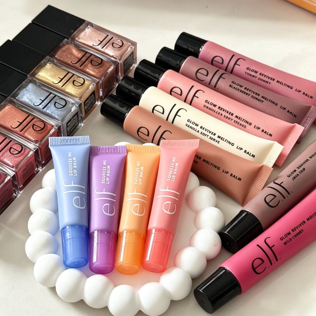 Elf Lip Gloss Makeup Set Mango-Watermelon Mint-Chocolate Lasting Moisturizing Lip Balm Glow Reviver Lipstick Lip Gloss Makeup