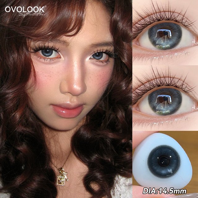 OVOLOOK-2pcs/pair Fixed-Axis Half-Year Colored Contact Lenses Natural Color Pupils Eye Color Lenses Fashion Makeup Blue Lenses
