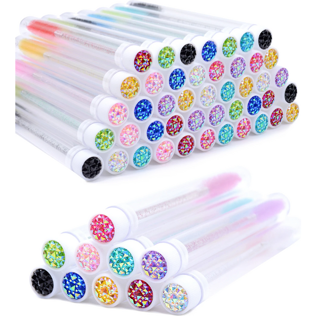 Tubes de brosse à cils avec baguettes de Mascara en cristal, peigne à sourcils, conteneur de bobines, applicateurs de brosse à cils, outils de maquillage, 50 pièces
