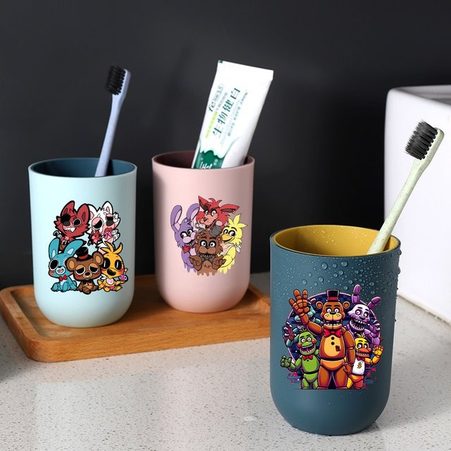 FNAF Toothbrush Cup Five Nights At Freddys Tooth Cups Boys Girls Outdoor Portable Couple Simple Family Water Bottles Party Gifts