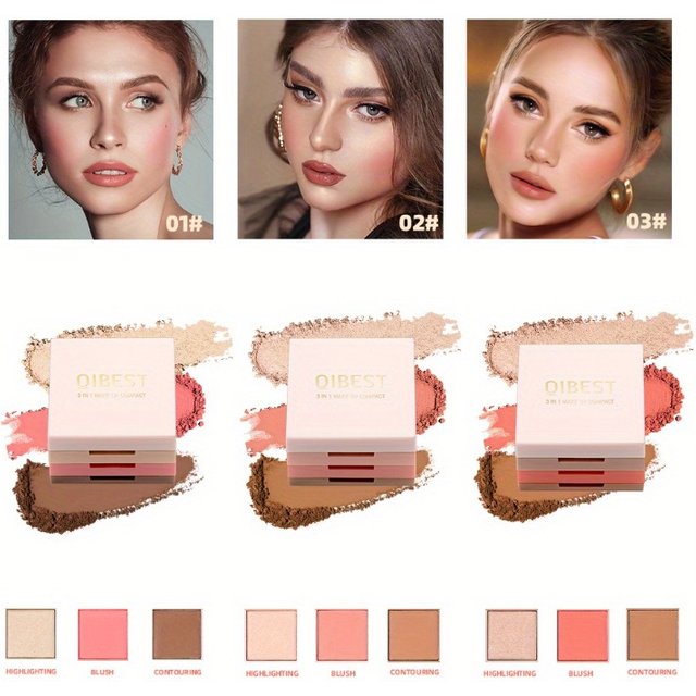 3 In 1 Matte Highlighter Blush Palette Blush Eyeshadow Face Cosmetics Makeup Palette Female Multifunctional Palette