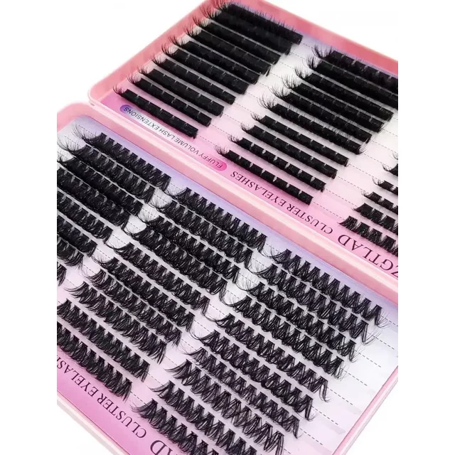 AMSDCN New 60D-200DMix 5D Fluffy Individual Lashes Clusters Extensions False Eyelash DIY at Home Cluster Makeup Eyelash Tools