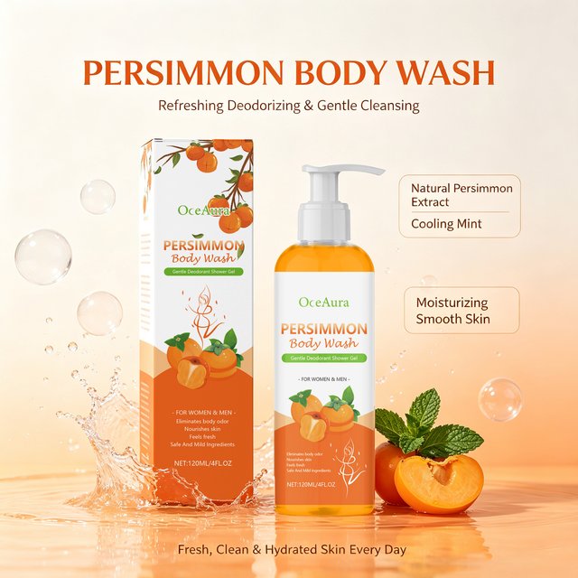 Persimmon Deodorant Body Wash Refreshing Odor Eliminator Hydrating Skin Body Cleansing Refreshing Shower Gel for men & Women