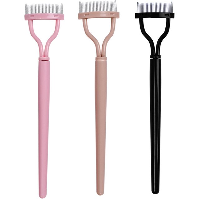 Eyelash Separator Metal Teeth Straight Eyelash Curler Beauty Makeup Stainless Eyelash Brush Comb Mascara Curl Makeup Tool