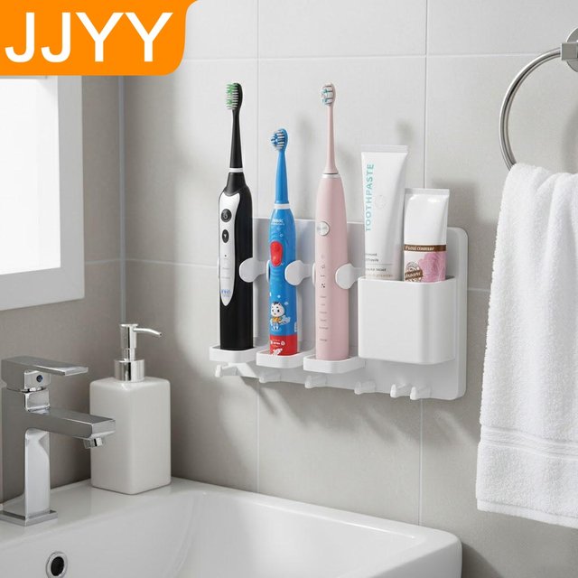 Adhesive Electric Toothbrush Holder Wall Mounted Razor Hanger Bathroom Organizer Box Accessories