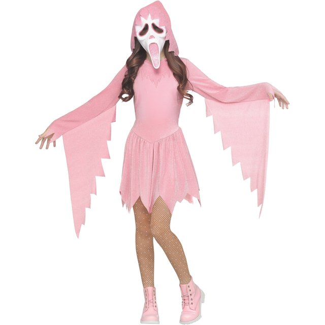 Halloween Ghost Face Mask Sparkle Pink Costume For Girls Cosplay Halloween Costume Masquerade Props