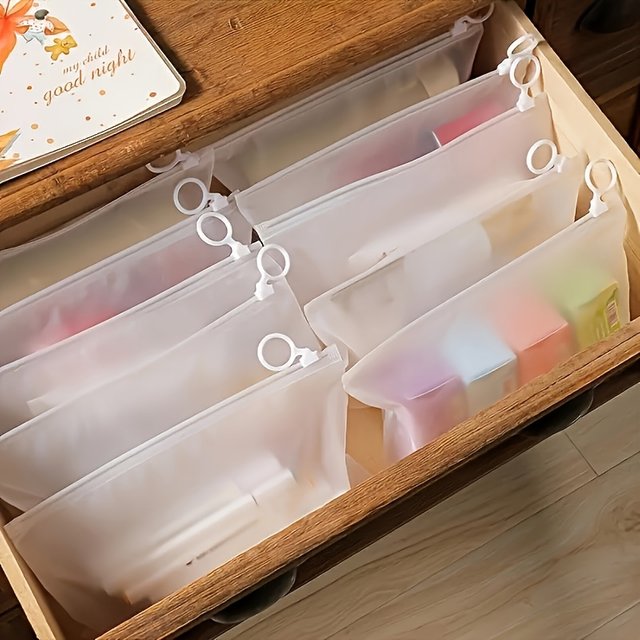 12pcs PVC Clear Plastic Reusable Zipper Bags, High Quality, Durable, Fade , with Handles, Hand Wash, for Travel, Storage