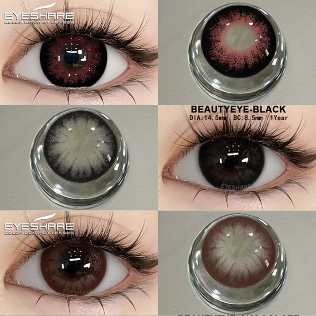 EYESHARE 1 Pair Color Contact Lenses for Big Eyes Fashion Cosmetic High Quality Black 14.5mm Contact Cosmetic Eye Contacts lens