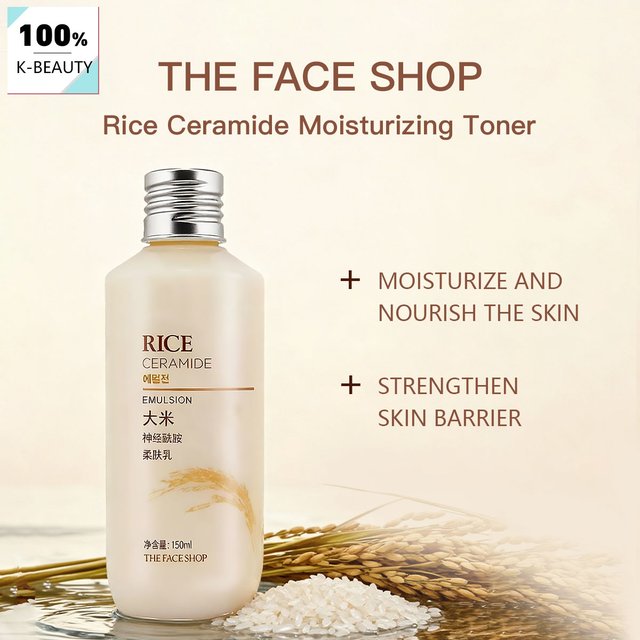 THE FACE SHOP Rice Ceramide Emulsion 150ml,Featherlight Milk Formula,Deeply Nourishing,Korean Skincare,K-Beauty,Korean Makeup