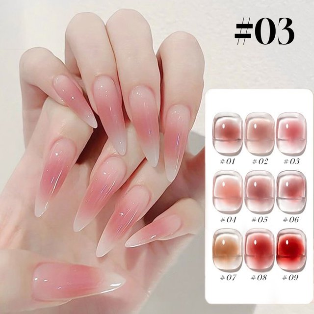 10ML 1-9 pièces Vernis à ongles gelée effet blush, tendance automne, couleurs rose transparent, rouge, nude, pour ongles UV