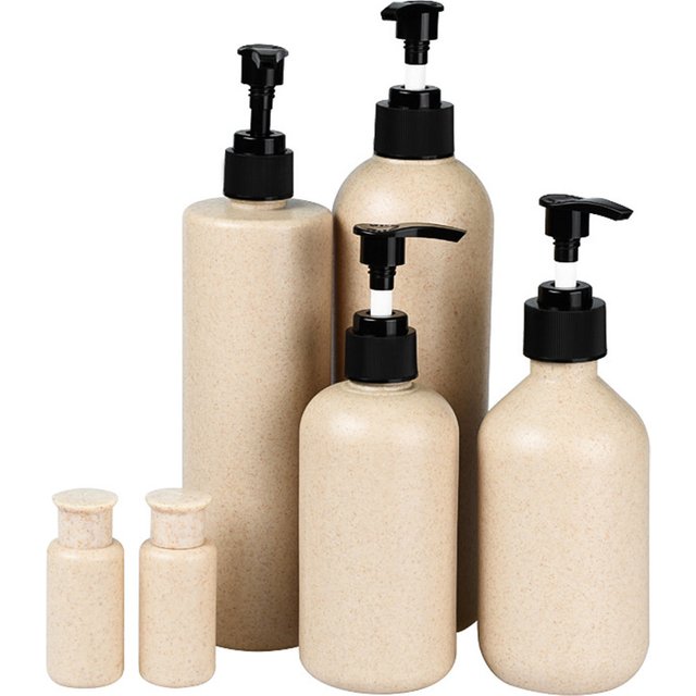 1pc 100/250/300/400/500ml Plastic Biodegradable Pump Bottle Protable Wheat Straw Material Shampoo Lotion Soap Foam Packaging Jar