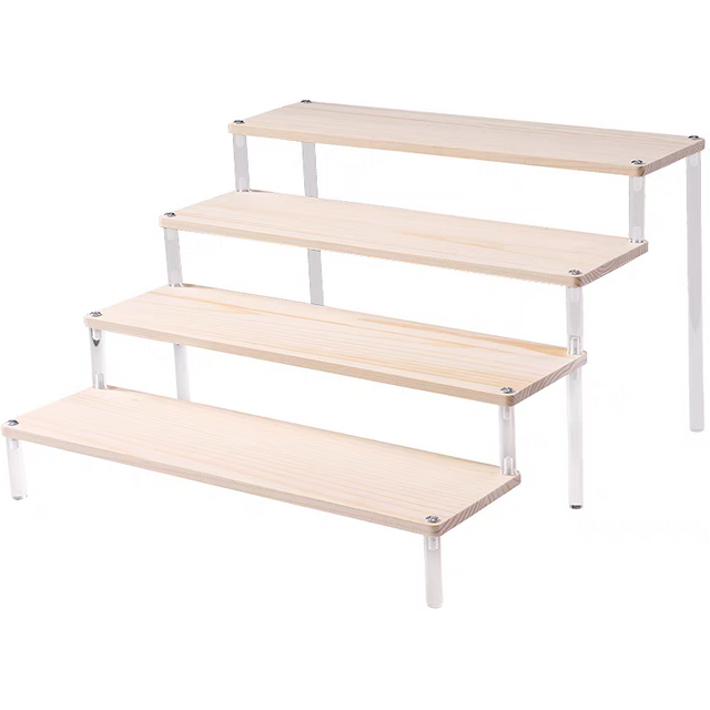 Étagère de rangement en bois massif à 1 à 5 niveaux pour jouets en argile, présentoir à parfums, étagère de décoration pour desserts, organiseur de bureau